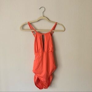 La Blanca Island Goddess High Neck One Piece Keyhole Front Orange Size 6